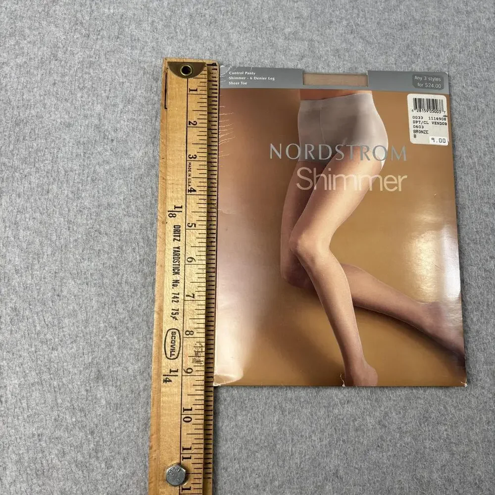 Nordstrom Shimmer Pantyhose Lace Thigh Hi Womens B Tan White Sheer Supportive